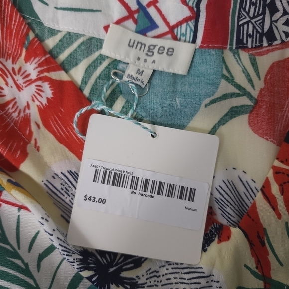 NWT Umgee Tropical Print Cinch Waist Dress Size M - Picture 6 of 8